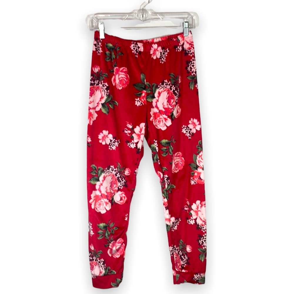 The Children’s Place Red Rose Velvet Velour Pants Elastic Waist Girls Size XL